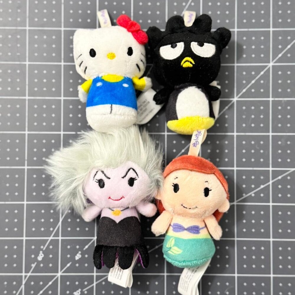 Lot of 4 Mini Hello Kitty and Little Mermaid Itty Bittys Plush Toys fr Hallmark